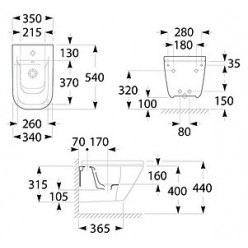 Комплект Биде подвесное Roca Gap 357475000 + Система инсталляции для биде Grohe Rapid SL 38553001 + Крышка для биде Roca Gap 806472004 с микролифтом