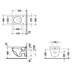 Унитаз подвесной Duravit Starck 3 22000900001-WG антигрязевое покрытие