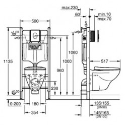 Комплект Grohe Rapid SL 39 117 000 подвесной унитаз + инсталляция + кнопка