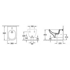 Комплект Биде подвесное Villeroy & Boch O'Novo 5460 0001 alpin + Система инсталляции для биде Grohe Rapid SL 38553001