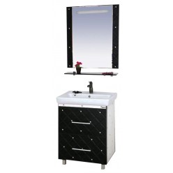 Мебель для ванной Misty Гранд Lux 70 черно-белая кожа cristallo