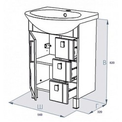 Мебель для ванной Triton Кристи 60 L с ящиками