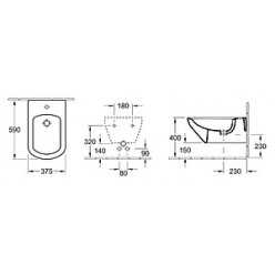 Биде подвесное Villeroy & Boch Sentique 5422 00R1 alpin CeramicPlus