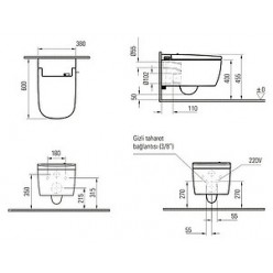 Унитаз подвесной VitrA V-Care 5674B003-6104 со встроенным феном