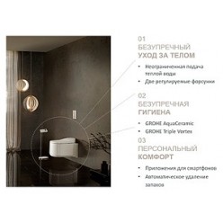 Комплект Унитаз подвесной Grohe Sensia Arena 39354SH0 с феном + Инсталляция Grohe Rapid SL Sensia 39112001 + Кнопка смыва Grohe