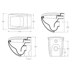 Унитаз приставной Hidra Ceramica Hi-line белый с золотом