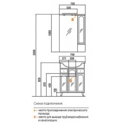 Зеркало-шкаф Акватон Эмилья 75 L