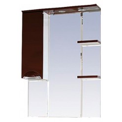 Зеркало-шкаф Misty Жасмин 75 с подсветкой, коричневая эмаль L
