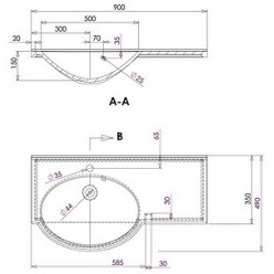 Тумба с раковиной Aquanet Лайн 90 L