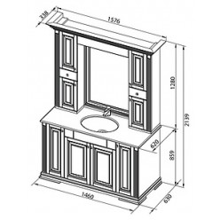 Тумба с раковиной Aquanet Кастильо 140 белая