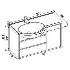 Тумба с раковиной Aquanet Лайн 90 L