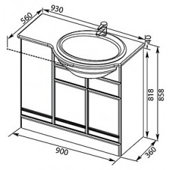 Тумба с раковиной Aquanet Марсель 90 с б/к R