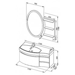 Тумба с раковиной Aquanet Опера 2-115 черная R