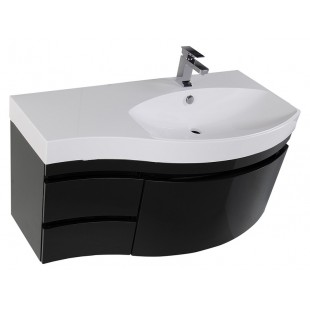 Тумба с раковиной Aquanet Опера 1-115 черная с ящиком R