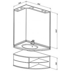 Тумба с раковиной Aquanet Корнер Open L