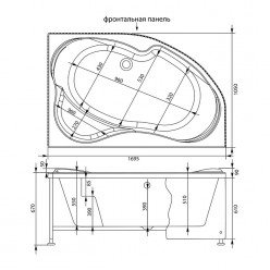 Акриловая гидромассажная ванна Алленто (Allento) 170×100 правая