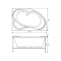Акриловая гидромассажная ванна (форсунки Шампань) Капри (Capri) 170×110 правая